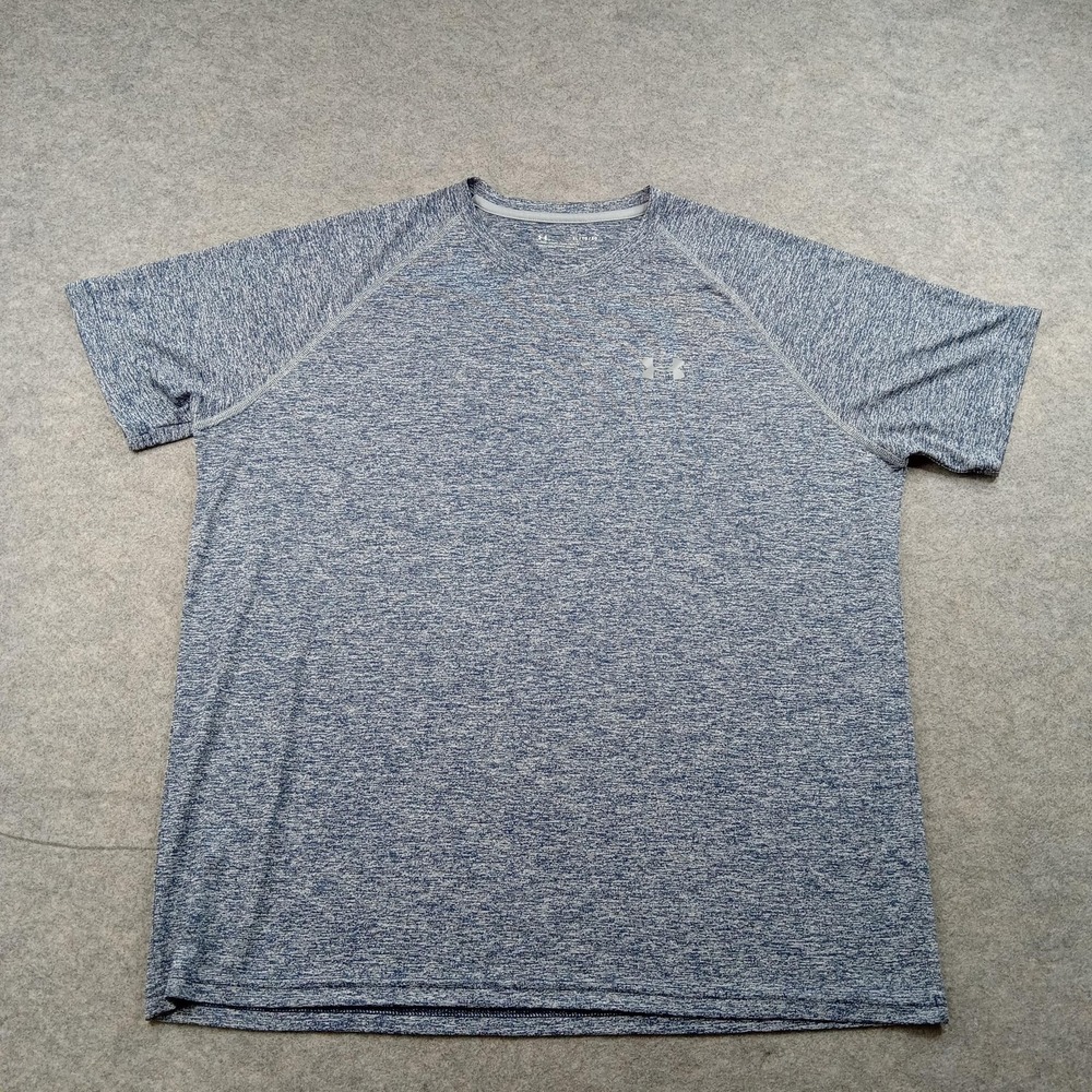 Under Armour Shirt Mens XL Blue HeatGear Short Sleeve Raglan Athletic Gym Top